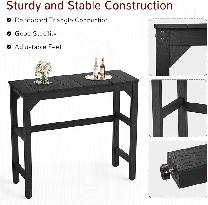 Stoog 3-Pieces Patio Bar Set, All-Weather HIPS Outdoor Bar Stools Set of 2 - Image 5