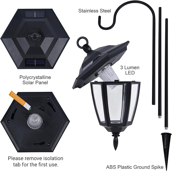 Dynaming 2 Pack Solar Hanging Lights Outdoor, Solar Powered Garden Decorative - Image 7