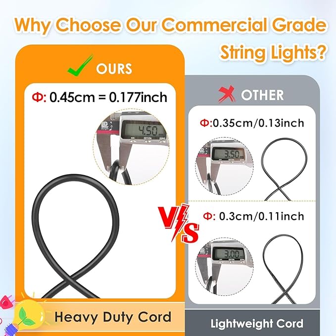 Mlambert 3 Color Outdoor LED Dimmable String Lights - Image 4