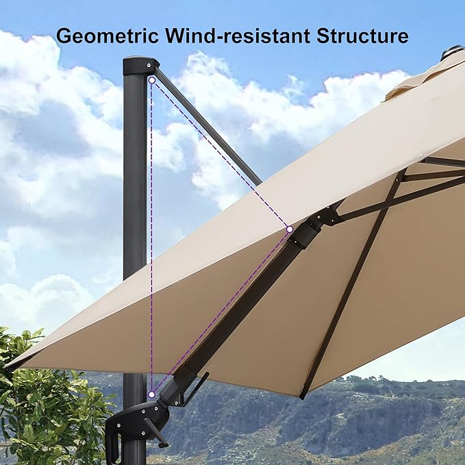 PURPLE LEAF 11.5' X 8.2' Tilting Patio Umbrella - Image 9