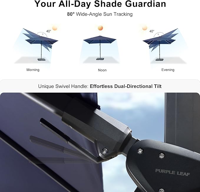 PURPLE LEAF 8' X 8' Left-right Tilting Patio Umbrella Outdoor Cantilever Swivel - Image 3