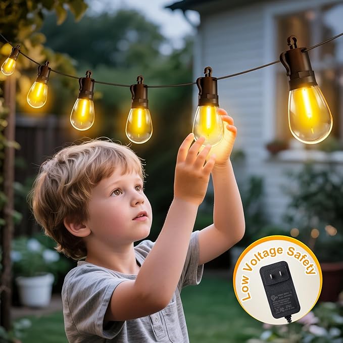 Outdoor String Lights Patio LED Light Outside - 30M 28+2 S14 LED 100ft Porch - Image 5