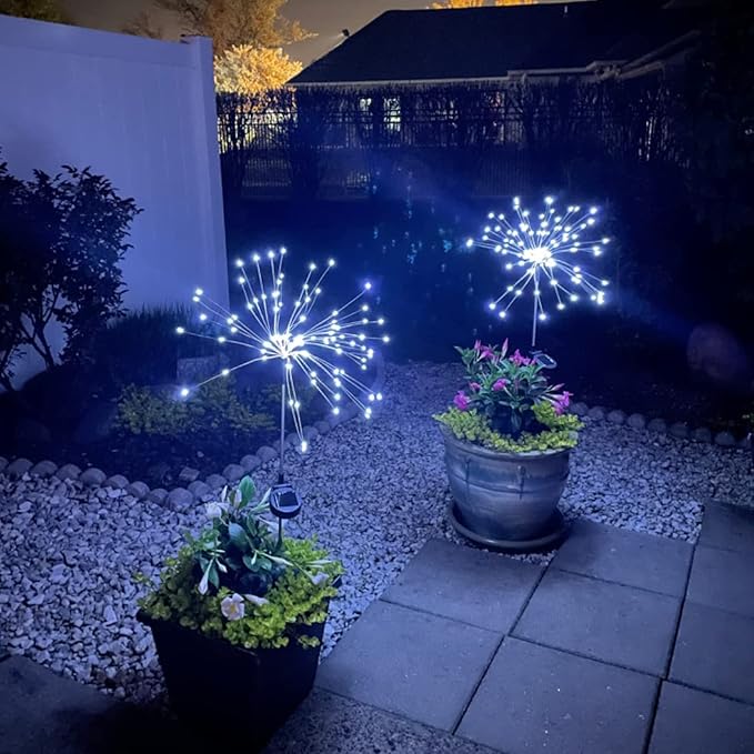 JJGoo Solar Firework Lights, 2 Pack 150 LEDs 2 Lighting Modes Solar Lights - Image 5