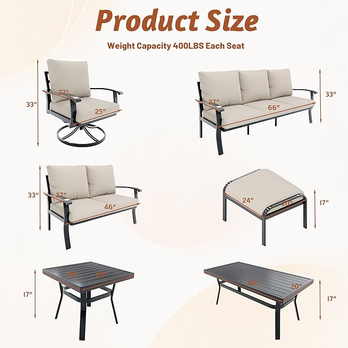 HOMREST Outdoor Couch Aluminum Patio Furniture Sofa, 3-Seat All-Weather Metal - Image 3