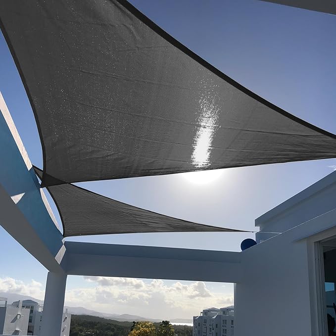 SUNNY GUARD Custom Size 7'x7'x7' Graphite Grey Sun Shade Sail Triangle UV Block by SUNNYGUARD