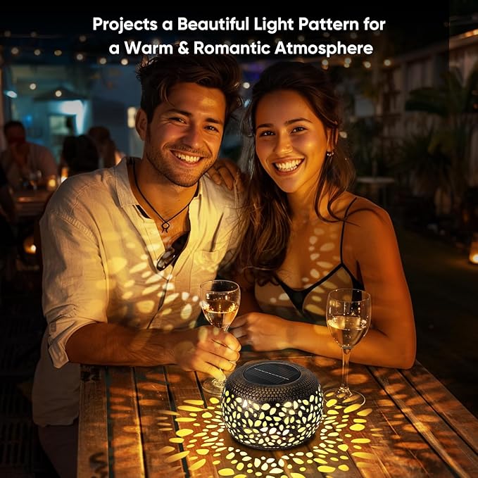Solar Lanterns Waterproof Outdoor Decor: 2 Pack Hollow Out Retro Metal Solar - Image 2