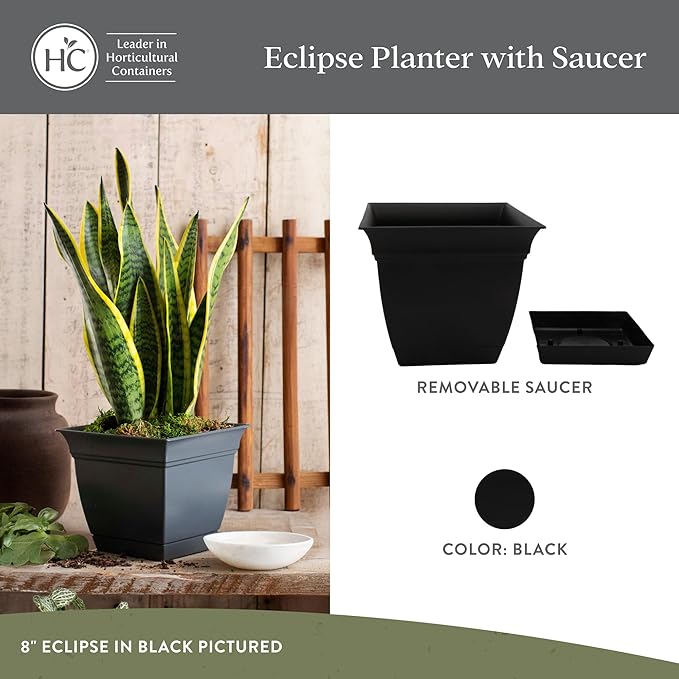 The HC Companies 12 Inch Eclipse Square Planter Pots - Image 2