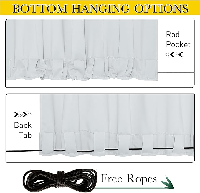 NICETOWN 2 Panels Outdoor Curtains Waterproof Pocket & Back Tab on Top & Bottom - Image 2