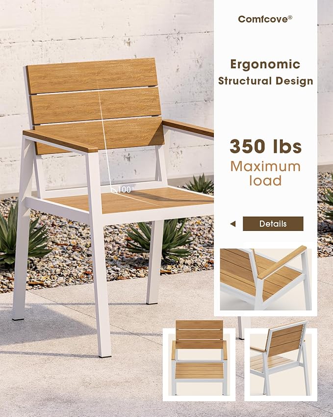 Outdoor Patio Dining Set for 6, Aluminum 7 Piece HDPS Patio Table and Chairs Set - Image 3
