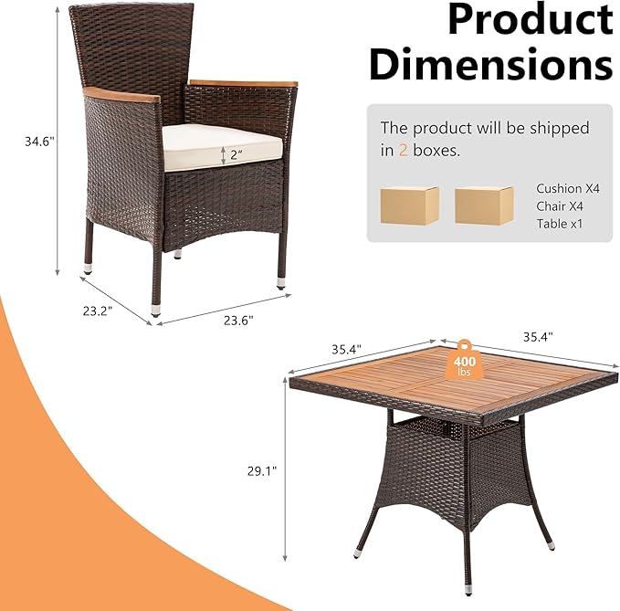 Wisteria Lane Patio Outdoor Table and Chairs Set, Rattan Outdoor Patio - Image 2