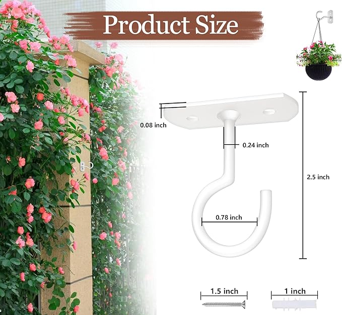 20Pack Ceiling Hooks Bulk for Hanging Plants 2.5in White - Image 2