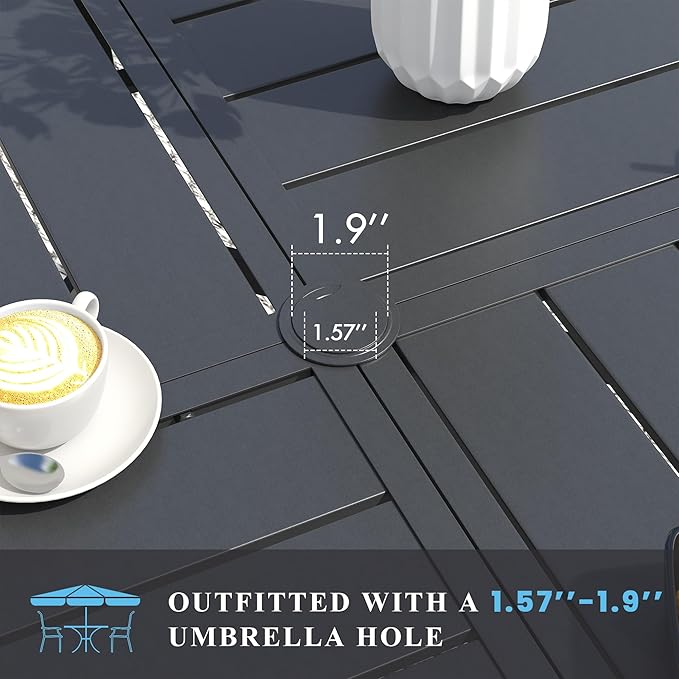 VICLLAX Patio Table and Chair Set of 4, All Weather Metal Round Outdoor Dining - Image 2