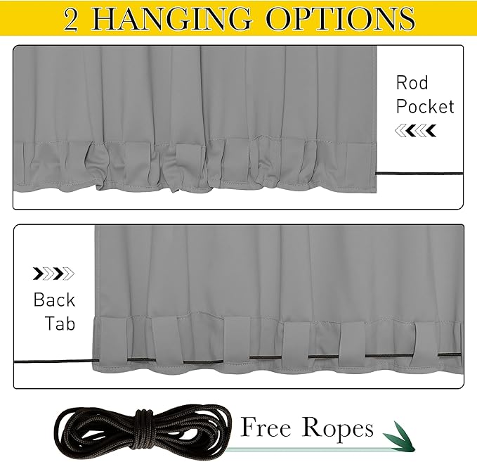 NICETOWN 2 Panels Weighted Outdoor Curtains - Image 3