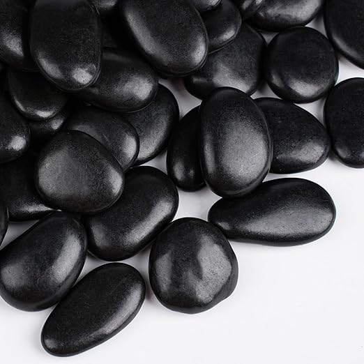 5 lbs Black Rocks for Planters, Polished Garden Stones for Outdoor Landscaping by OutdoorD%C3%A9cor