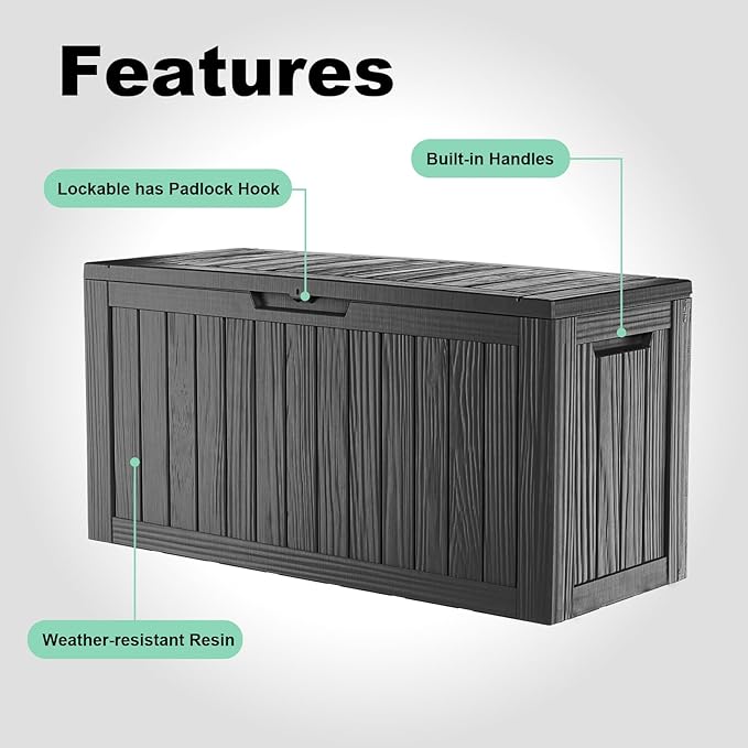 86 Gallon Outdoor Deck Box, Lockable Waterproof Outdoor Storage Boxes - Image 5