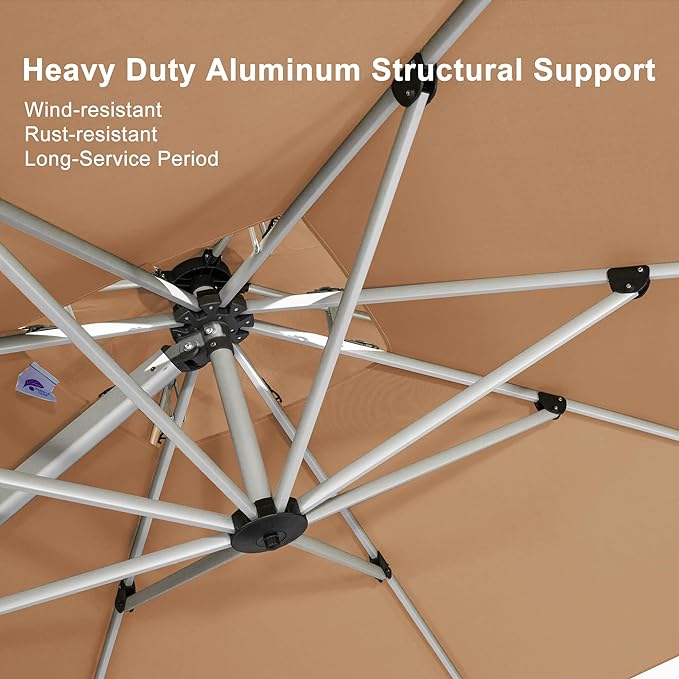 PURPLE LEAF 9' X 12' Patio Umbrella Outdoor Rectangle Umbrella Large Cantilever - Image 3
