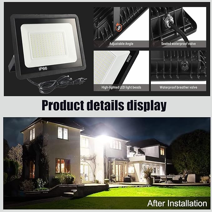 4Pack LED Flood Light Outdoor, 50W LED Work Light 5500lmwith 6FT US Plug - Image 6