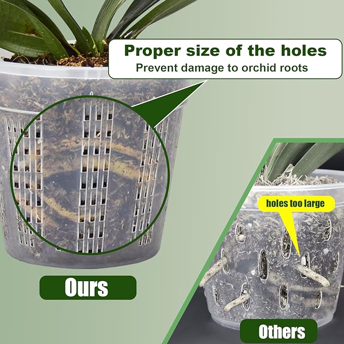 Orchid Pot with Saucers, 6 Packs of 5.5" Orchid Pots with Holes, Orchid Pots - Image 2