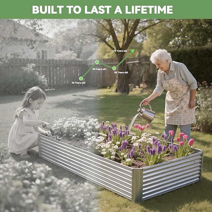 3 Pack Raised Beds for Gardening, Corrugated Galvanized Steel Raised Garden Bed - Image 8