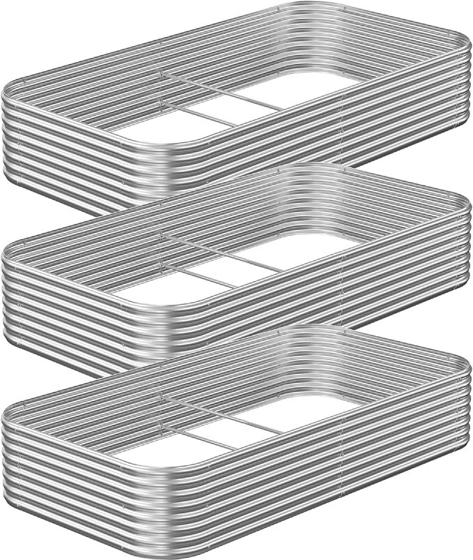 3 Pack 6x3FT Raised Beds for Gardening, Corrugated Galvanized Steel Raised by OZMSHF