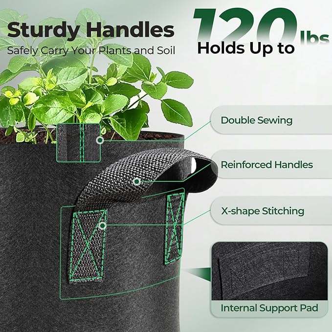 T4U 5 Gallon Grow Bags, Upgrade Grow Bags - Image 4
