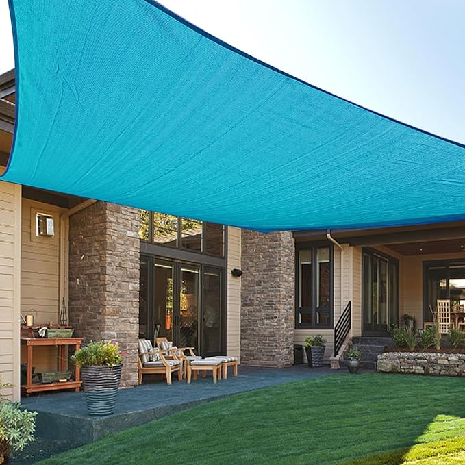 LOVE STORY Custom Size 6'x9' Turquoise Blue Sun Shade Sail Rectangle UV Block by LOVESTORY