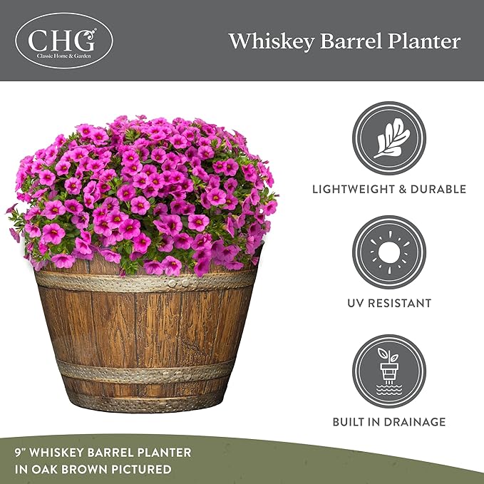 Classic Home & Garden Whiskey Barrel Planters - Image 4