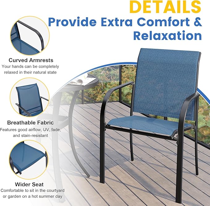 VICLLAX Patio Dining Set for 4, Alll Weather Metal Outdoor Furniture Set - Image 3