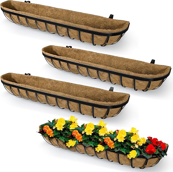 4 Pack 24 Inch Window Deck Railing Planter Boxes by BeapTcely