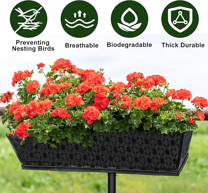 4PCS 24Inch Rectangle Window Box Liner Felt Planter Basket Liner Insert Black - Image 3