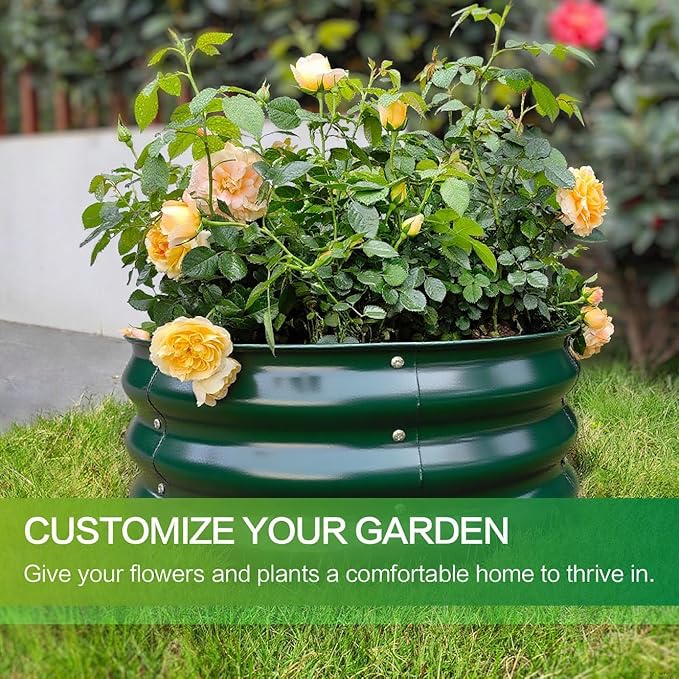 GARDMAX 2x2x1FT Galvanized Round Raised Garden Bed Kit, Metal Planter Boxes - Image 3