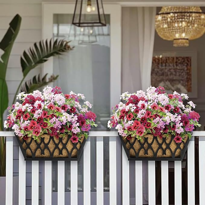 4 Pack 12 Inch Window Boxes Planters Railing Planter Box - Image 4