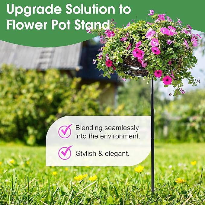 Tellingyou 2 Pack Adjustable Outdoor Flower Pot Stand, Metal Outdoor Plant - Image 4