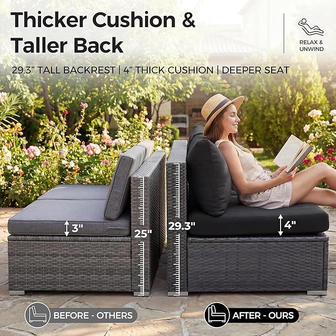 NICESOUL Large Size 9 Piece Patio Conversation Set - Image 7