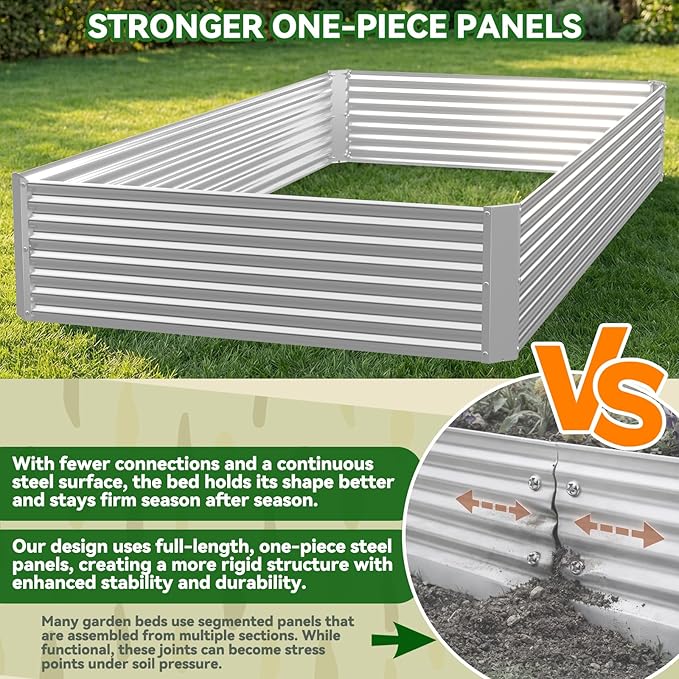 4 Pack Corrugated Galvanized Steel Raised Garden Bed Outdoor, Metal Above - Image 3