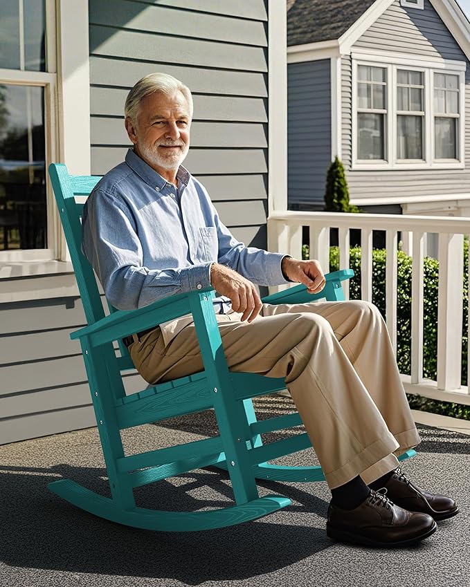SERWALL HDPE Outdoor Rocking Chair Set of 6, Patio Rocking Chairs - Image 8