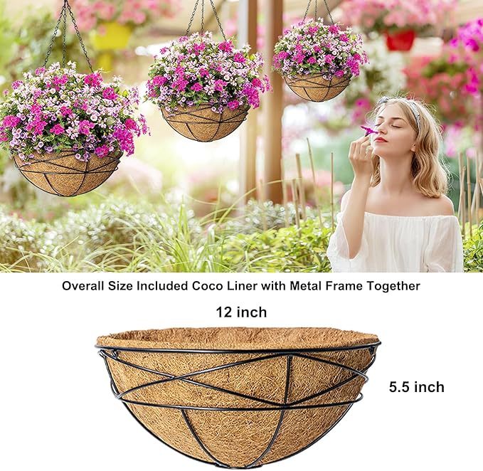 2 Pack 12 Inch Hanging Planters - Image 5