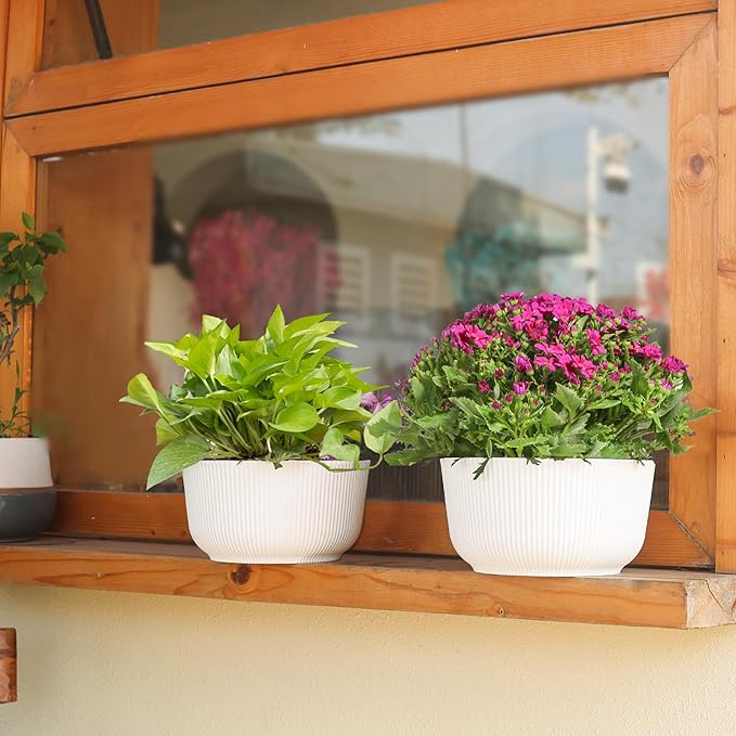 T4U 12 Inch Large Self Watering Plant Pots, Wide Self Watering Planter - Image 5