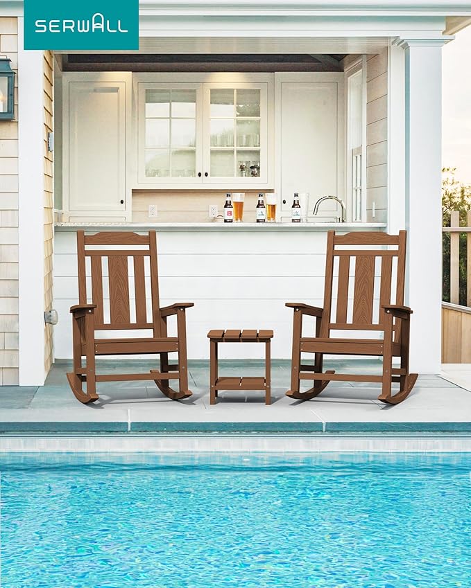 SERWALL Oversized Rocking Chair Set of 2 Outdoor, HDPE Outdoor Rocking Chair - Image 2