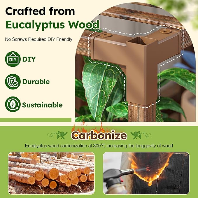 EnHomee Plant Stand Indoor Wood Plant Stand Outdoor Plant Shelf - Image 7