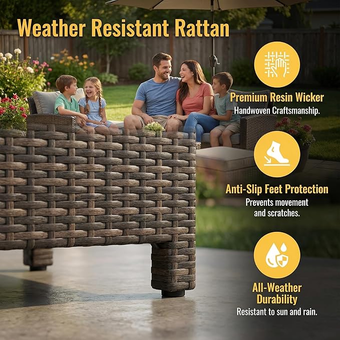 Wisteria Lane Patio Furniture Set, 7 Piece Outdoor Dining Sectional Sofa - Image 3