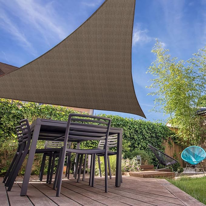 E&K Sunrise 7' x 7' x 7' Sun Shade Sail Triangle Canopy Shade Cover UV Block - Image 7