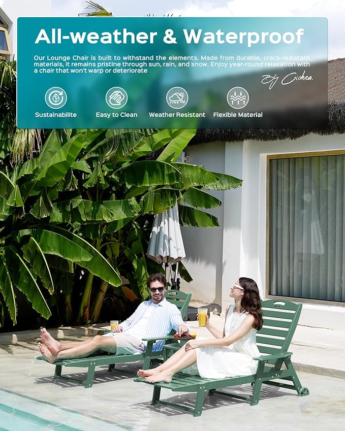 Outdoor Lounge Chair Set of 4, All Weather Patio Chaise Lounge Chair - Image 8
