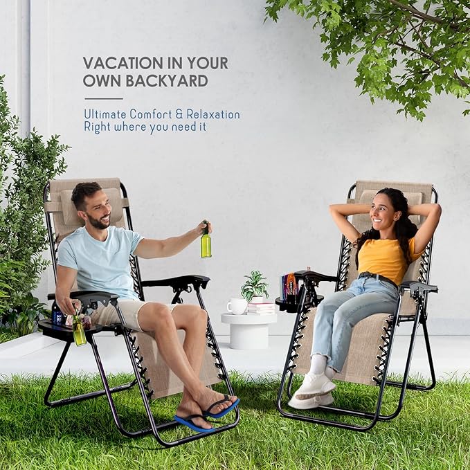 Nestl Zero Gravity Chairs Set of 2, Patio Lounge Chair Outdoor - Image 9