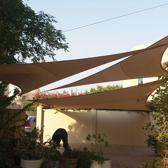 E&K Sunrise 13' x 13' x 13' Sun Shade Sail Triangle Canopy Shade Cover UV Block - Image 8