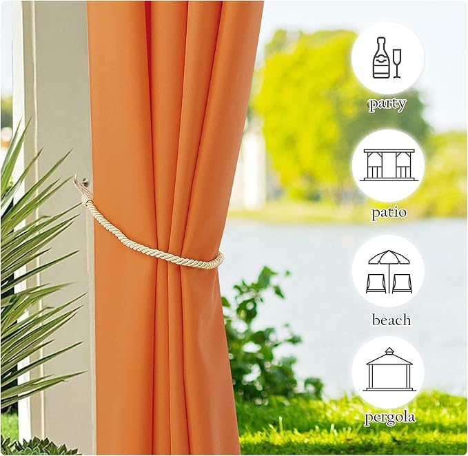 NICETOWN Canvas Outdoor Curtains 2 Panels = 110" Wide by 95" L - Image 6