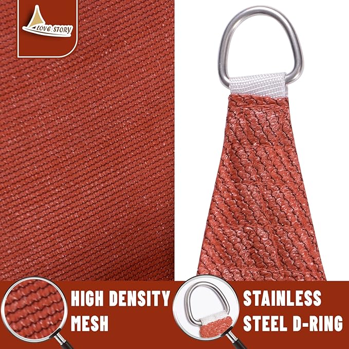 LOVE STORY Custom Size 9'x14' Terra Red Sun Shade Sail Rectangle UV Block - Image 5