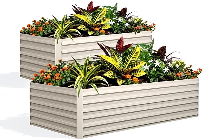 GarveeLife 2pcs 6x3x2 ft Galvanized Raised Garden Bed, Rust-Resistant Raised by GarveeLife