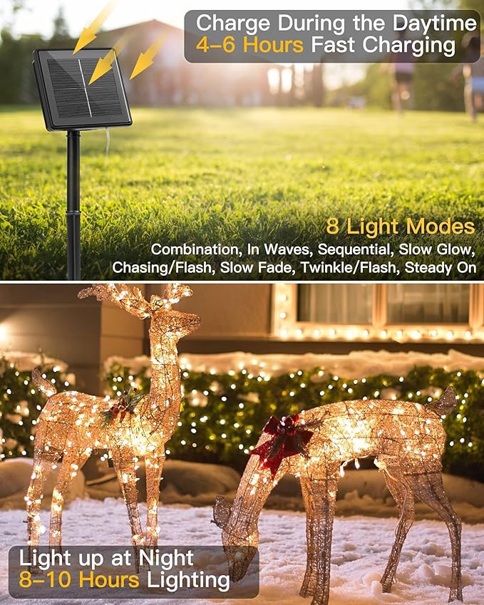 Minetom Solar String Lights for Outside, 6 Packs Total 198Ft 600 LED Outdoor - Image 2