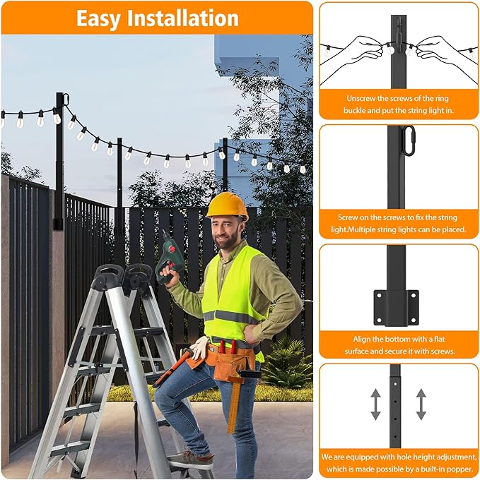 8 Pack String Light Poles, 2.8 Ft Light Poles - Image 6